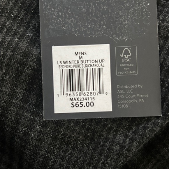 VRST Men’s Winter Button Up Bedford Pure Black and Charcoal. - Picture 9 of 9